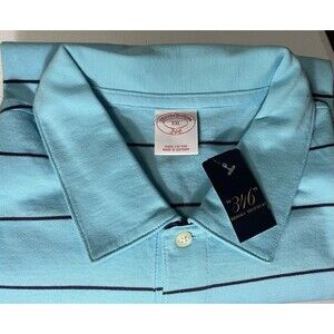 Brooks Brothers 346 Blue Striped Polo Shirt 100% Cotton Mens XXL NWT
